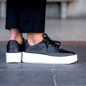 Nike Women's Air Force 1 Sage Low Black/Black-White Sneakers *rare find*